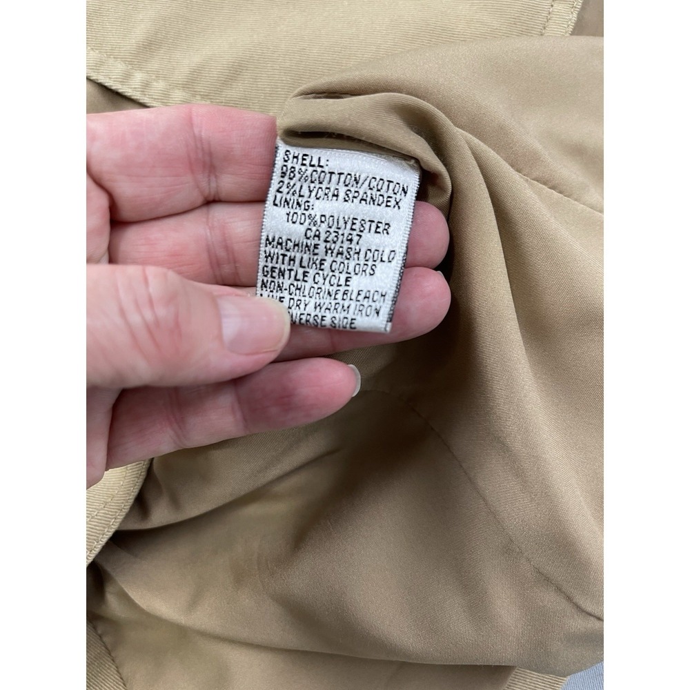 Talbots Petites Womens Khaki Tan Cotton Stretch Blazer Jacket Size 12P Utility - Picture 7 of 12